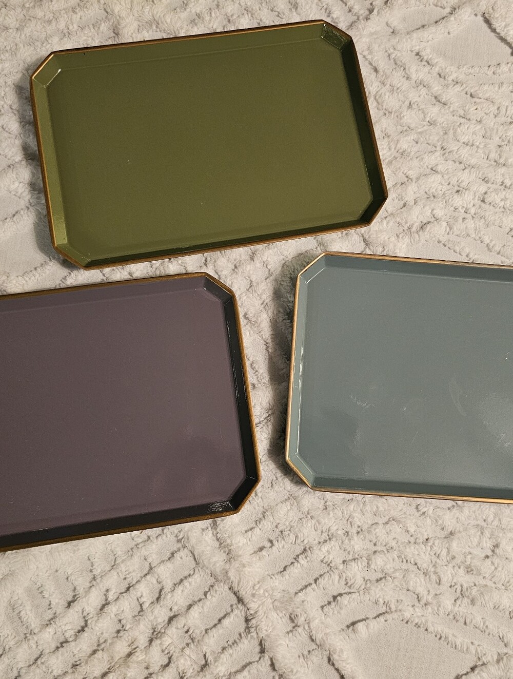 VTG 3PC Neiman Marcus Rectangular Colored Melamine Sushi/Serving Trays Set